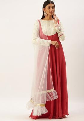 Pink Yoke Design Georgette Anarkli Sets