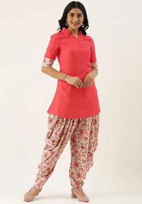 Pink Solid Viscose Kurta Sets