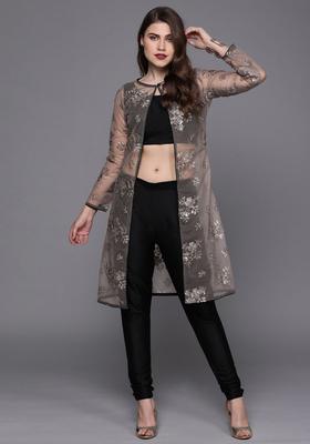 Black Solid Silk Blend Kurta Sets