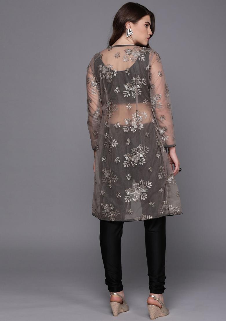 Black Solid Silk Blend Kurta Sets - Indya
