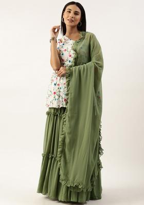 White Embroidered Georgette Kurta Sets