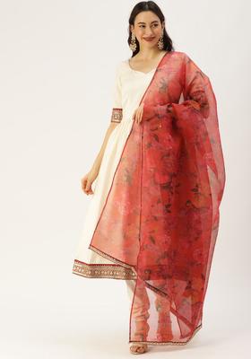 Cream Solid Satin Anarkli Sets