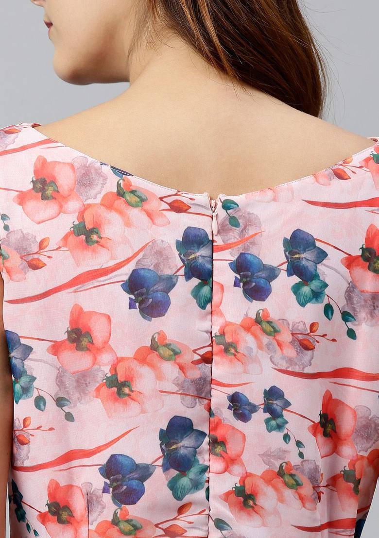 Pink Printed Georgette Kurta Sets - Indya