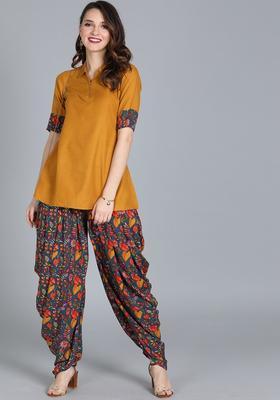 Mustard Solid Viscose Kurta Sets