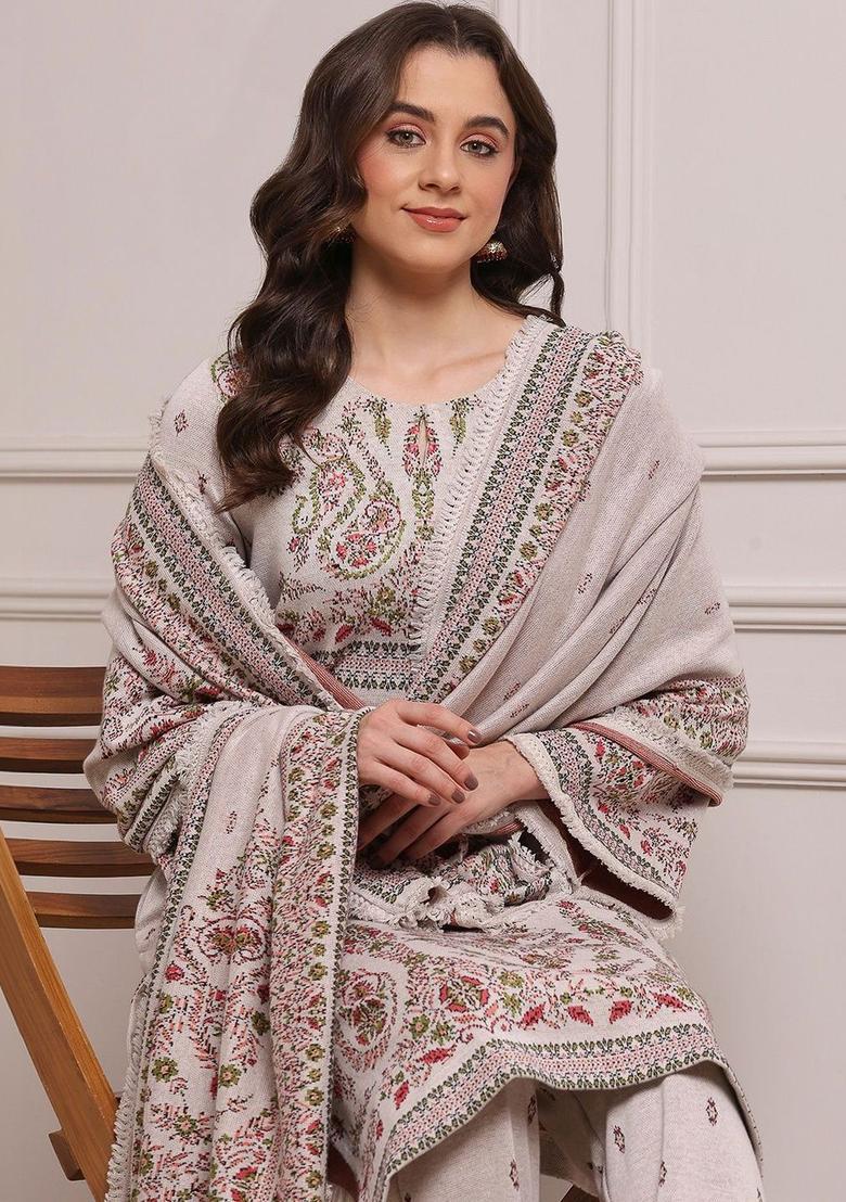 Off White Printed Cotton Kurta Sets - Indya