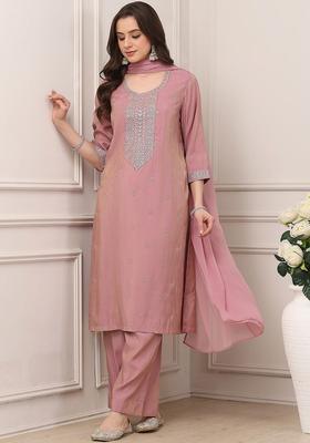 Rose Embroidered Viscose Kurta Sets