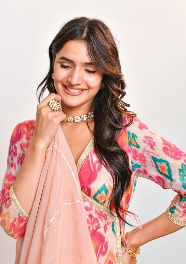 Beige Printed Viscose Kurta Sets - Indya