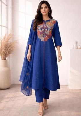 Blue Yoke Design Cotton Anarkli Sets
