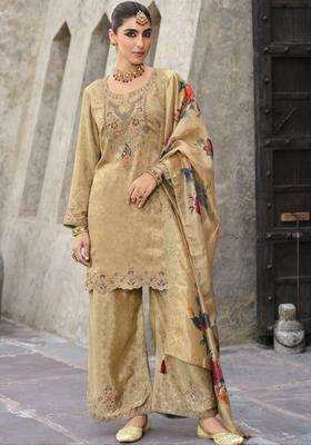 Gold Embroidered Cotton Kurta Sets