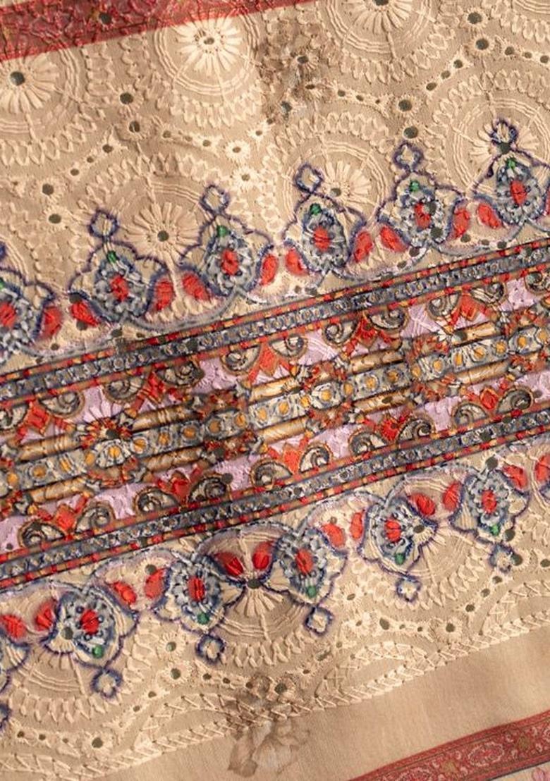 Beige Printed Cotton Kurta Sets - Indya