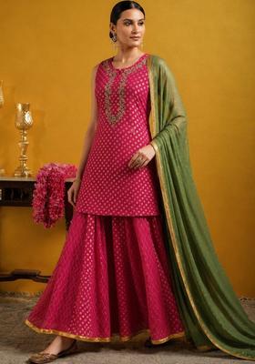 Pink Printed Georgette Kurta Sets