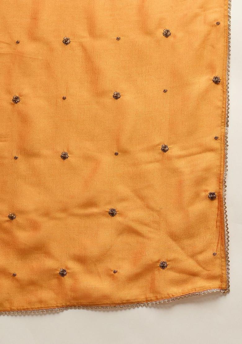 Mustard Embroidered Velvet Kurta Sets - Indya