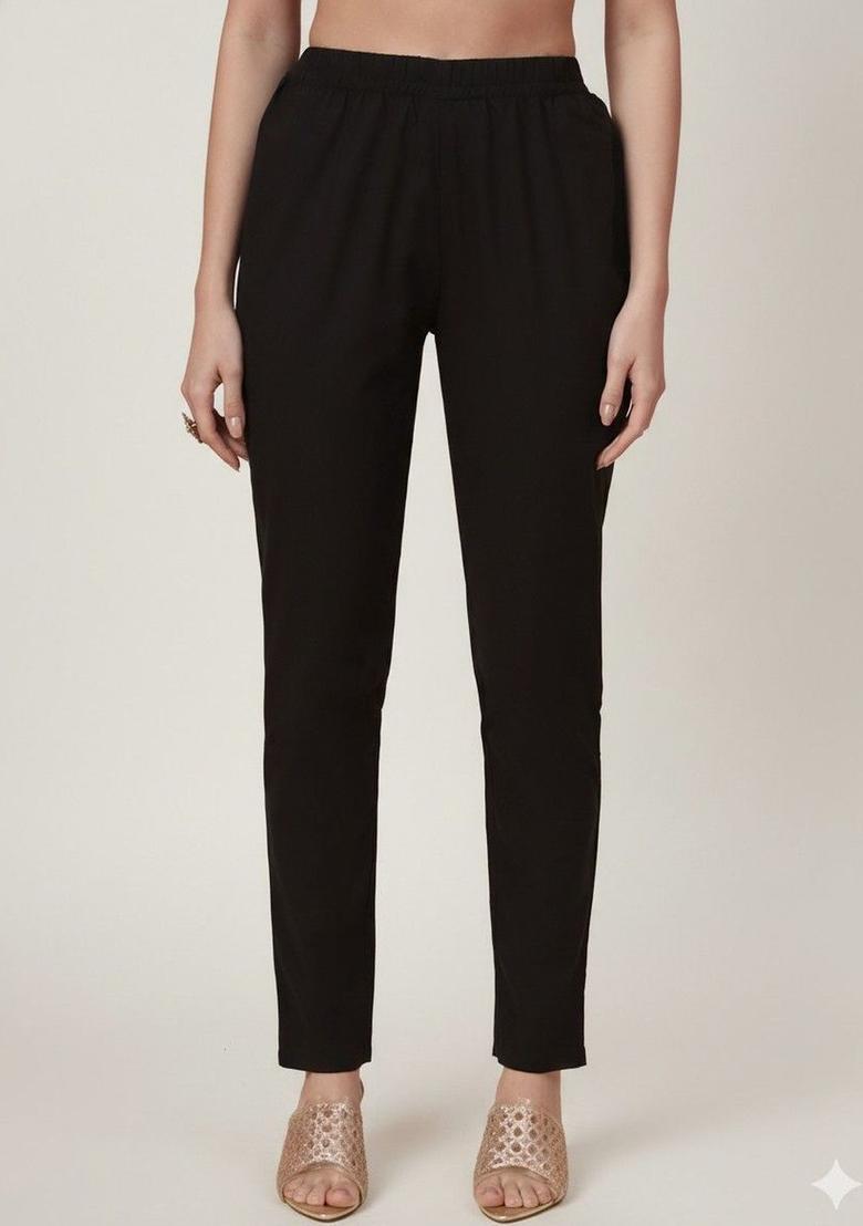 Black Solid Cotton Anarkli Sets - Indya