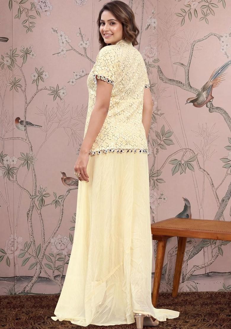 Cream Embroidered Silk Blend Kurta Sets - Indya