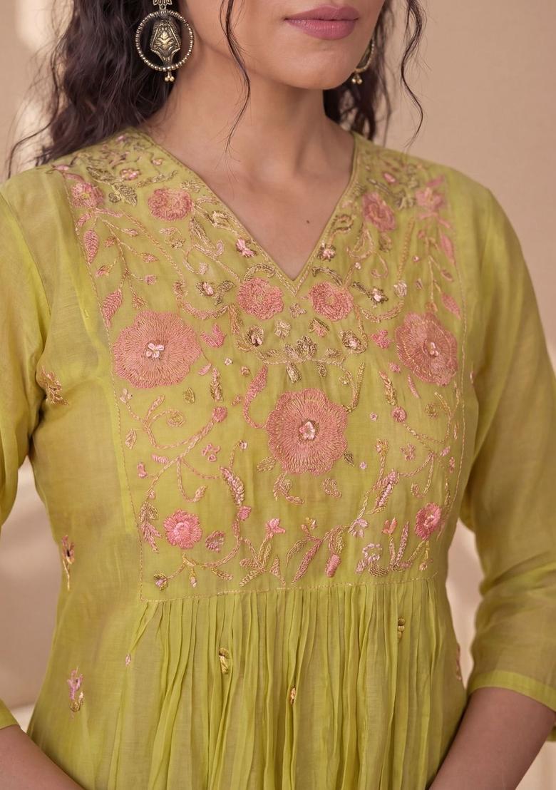 Mustard Solid Cotton Anarkli Sets - Indya