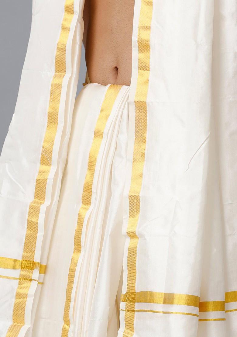 White Panchakacham With Angavastram For Men - Indya