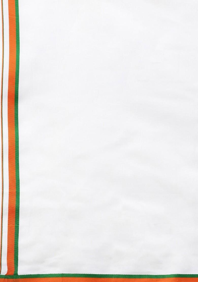 White Shirt Collar Short Sleeves Shirt With Veshti For Men