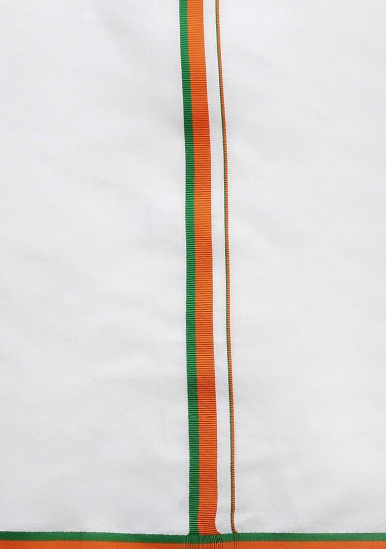 White Shirt Collar Long Sleeves Shirt With Veshti For Men - Indya