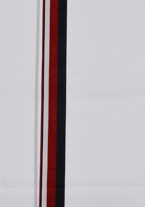 White Shirt Collar Long Sleeves Shirt With Veshti For Men