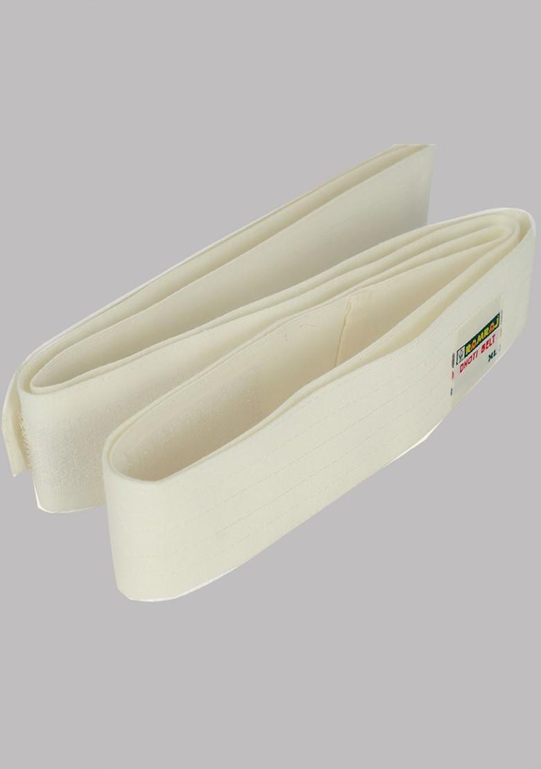 Cream Long Sleeves Pure Cotton Shirt With Veshti And Angavastram For Men - Indya