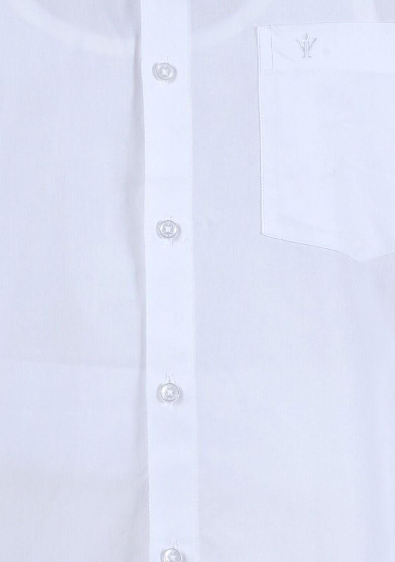 White Long Sleeves Pure Cotton Shirt With 3/4 Inch Zari Border Veshti For Men