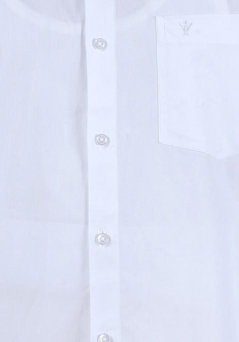White Long Sleeves Pure Cotton Shirt With 3/4 Inch Zari Border Veshti For Men