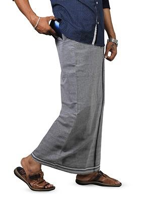 Grey Cotton Solid Velcro Adjustable Cotton Dhoti For Men