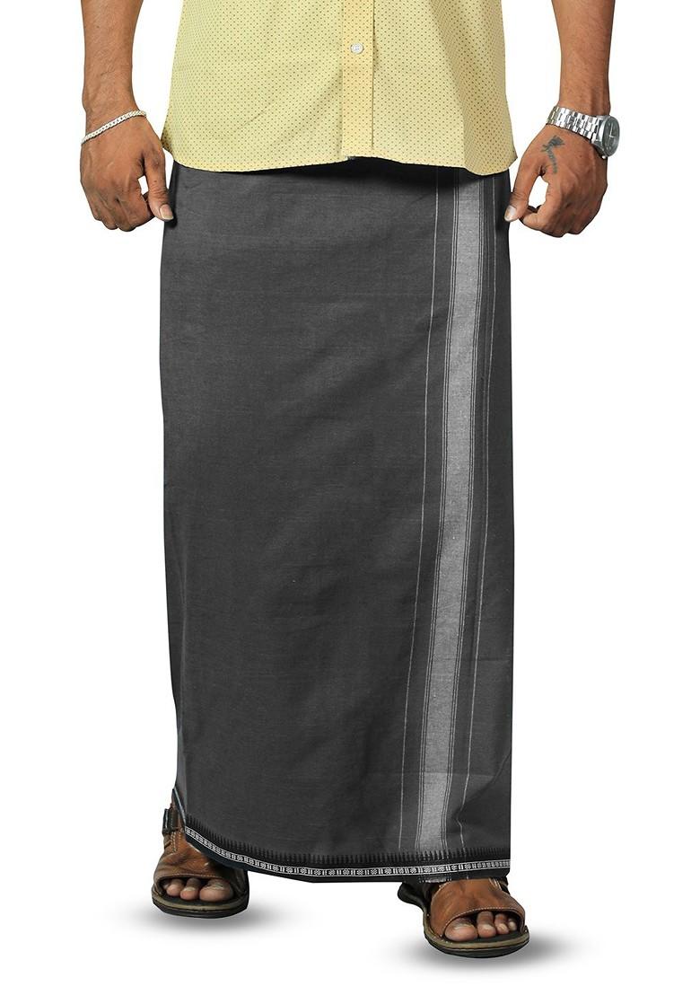 Beige Cotton Selection Of 2 Kerala Style Thalapathi Pure Cotton Dhotis For Men