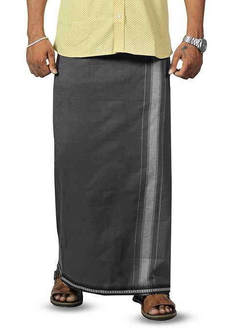 Beige Cotton Selection Of 2 Kerala Style Thalapathi Pure Cotton Dhotis For Men