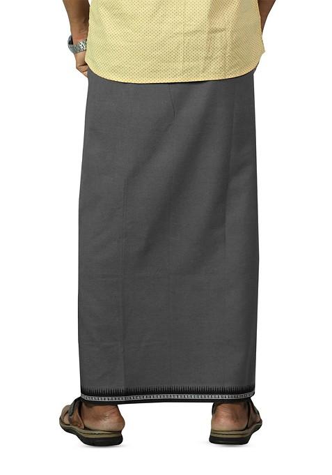 Yellow Cotton Pack Of 2 Cotton Dhotis For Men