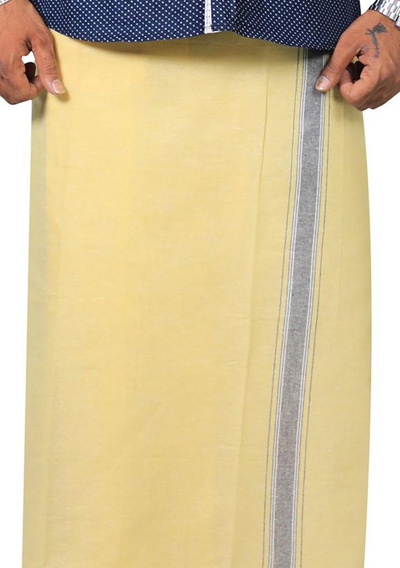 Green Cotton Selection Of 2 Kerala Style Thalapathi Pure Cotton Dhotis For Men