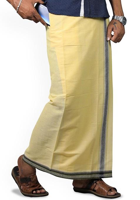 Green Cotton Selection Of 2 Kerala Style Thalapathi Pure Cotton Dhotis For Men