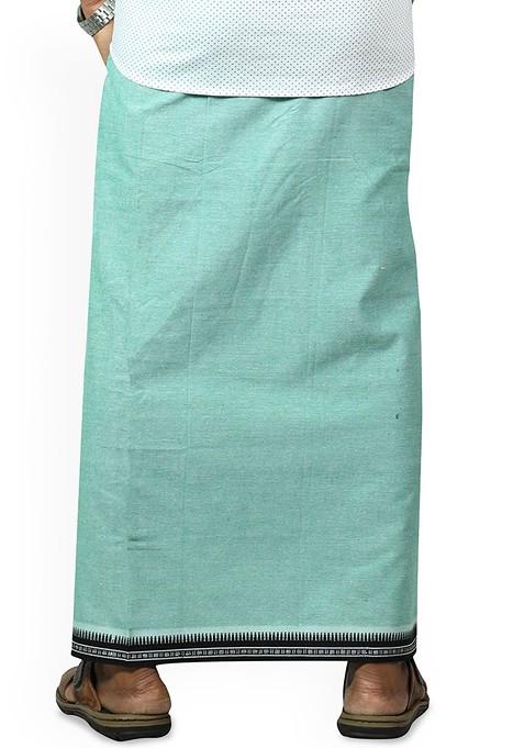 Green Cotton Selection Of 2 Kerala Style Thalapathi Pure Cotton Dhotis For Men