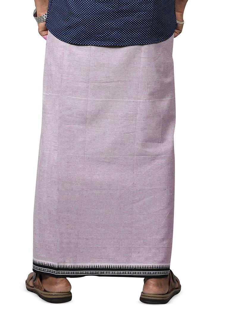 Grey Cotton Selection Of 2 Pure Cotton Dhotis For Men - Indya