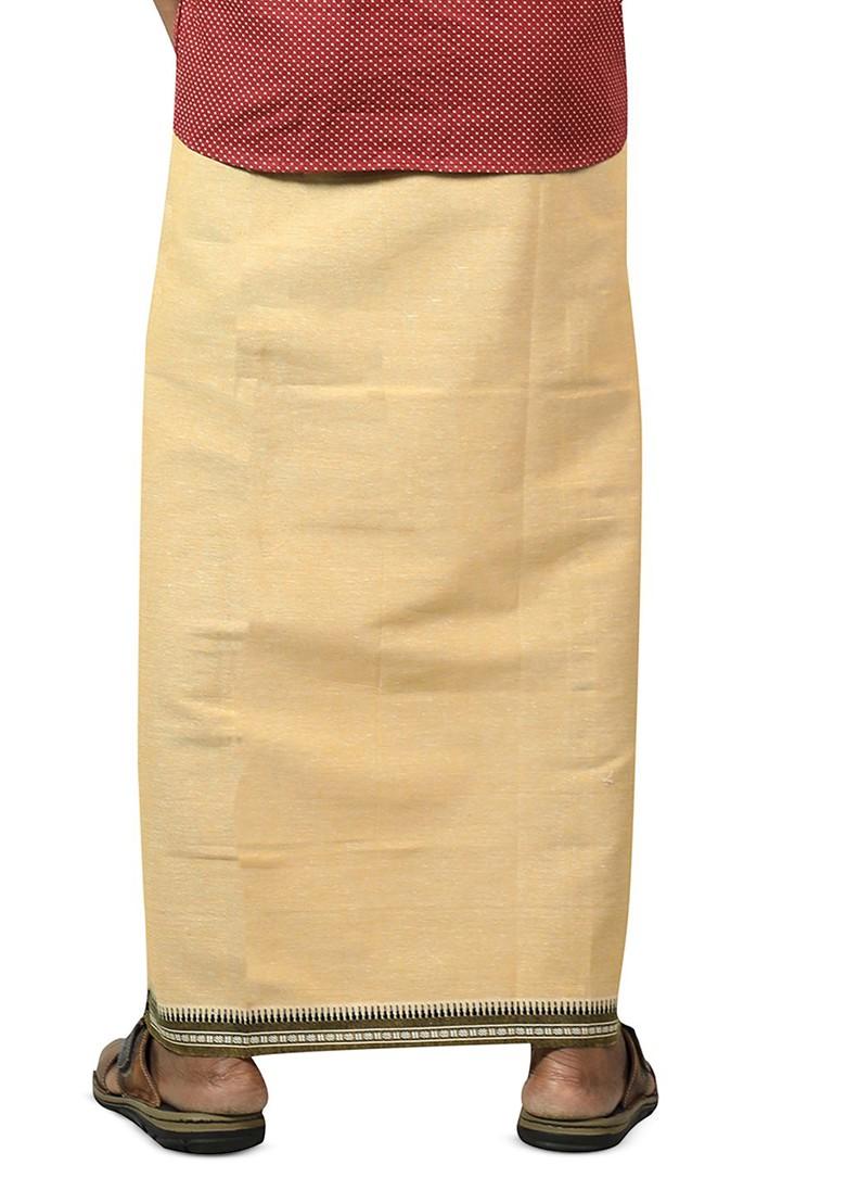 Beige Cotton Selection Of 5 Kerala Style Thalapathi Pure Cotton Dhotis For Men