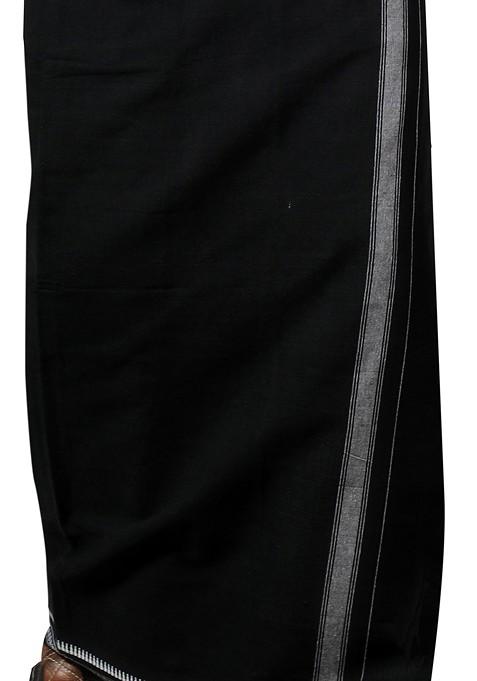 Black Cotton Selection Of 2 Kerala Style Thalapathi Pure Cotton Dhotis For Men