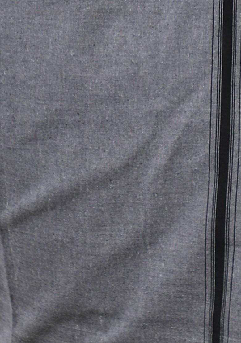 Grey Cotton Pack Of 3 Kerala Style Thalapathi Border Pure Cotton Dhotis For Men - Indya