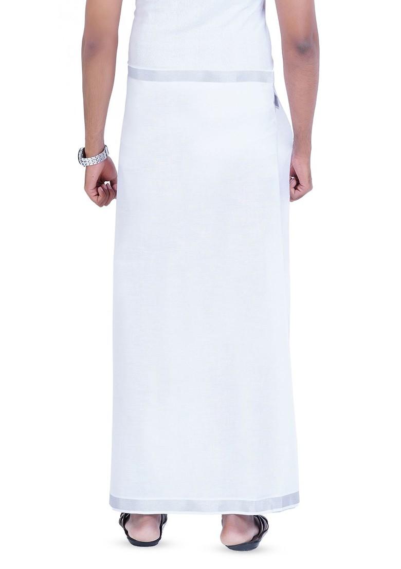 White Cotton Dhoti For Men - Indya
