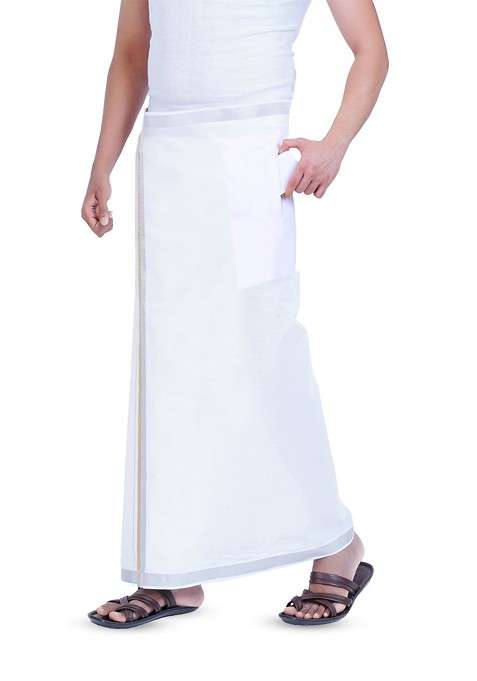 White Cotton Dhoti For Men