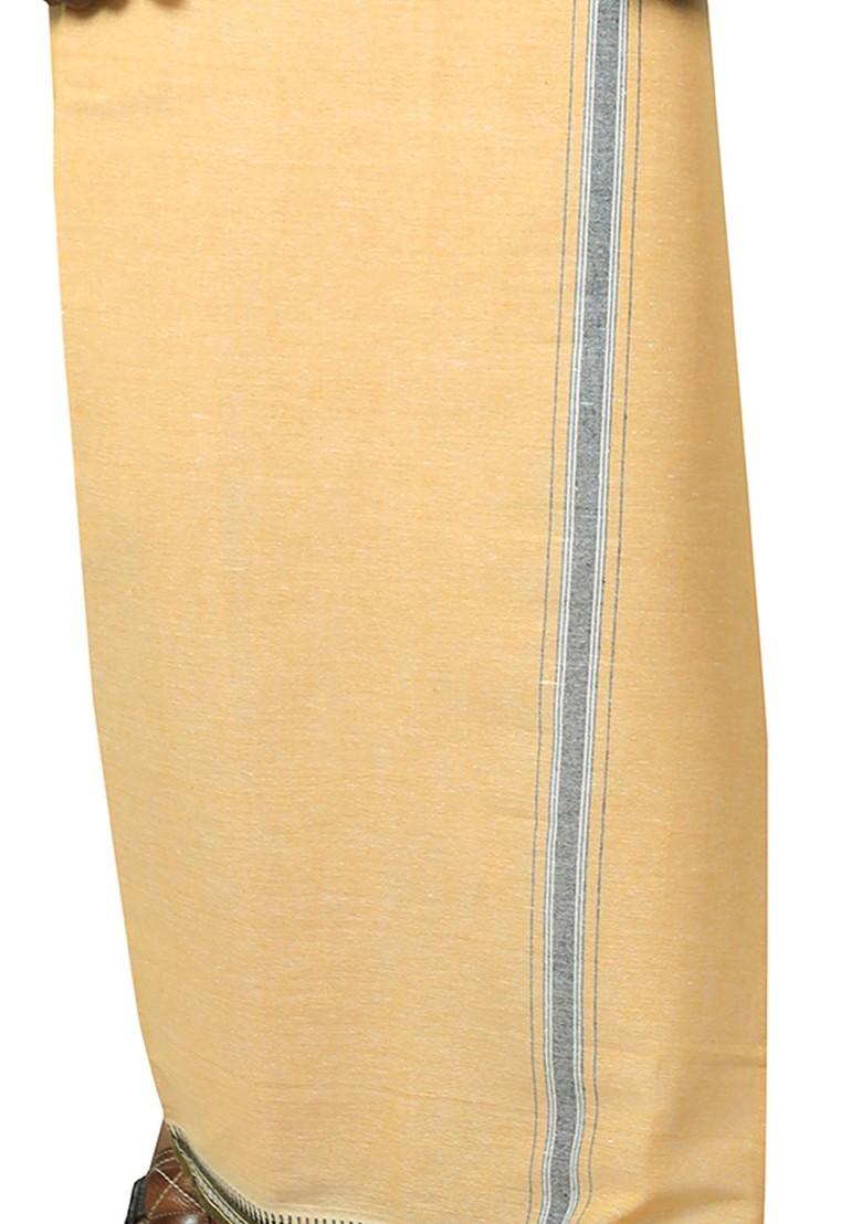 Beige Cotton Selection Of 2 Pure Cotton Dhotis For Men - Indya