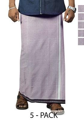 Grey Cotton Selection Of 5 Pure Cotton Dhotis For Men