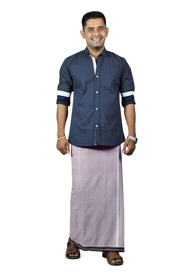 Grey Cotton Selection Of 5 Pure Cotton Dhotis For Men - Indya