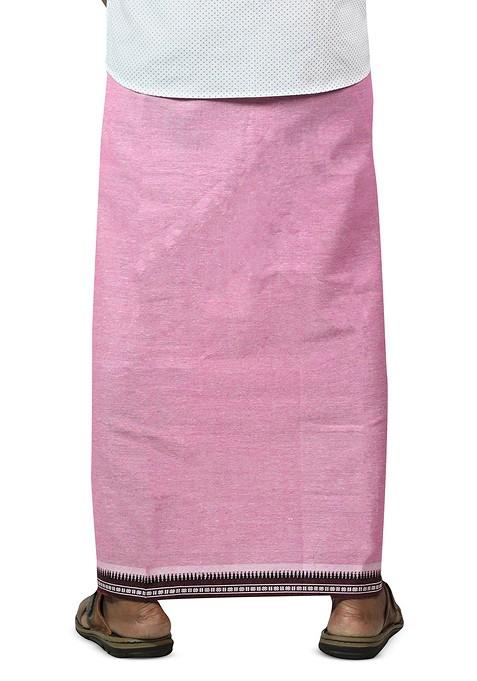 Pink Cotton Pack Of 5 Cotton Dhotis For Men