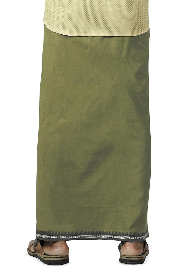Green Cotton Selection Of 5 Cotton Thalapathi Border Dhotis For Men