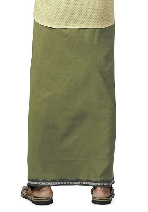 Green Cotton Selection Of 5 Cotton Thalapathi Border Dhotis For Men