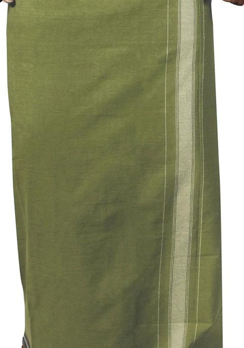 Green Cotton Selection Of 5 Cotton Thalapathi Border Dhotis For Men