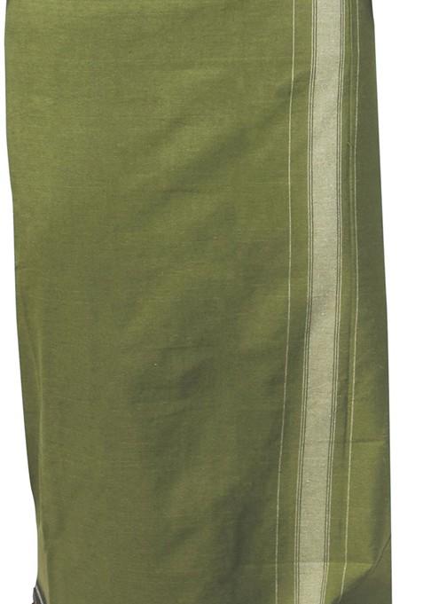 Green Cotton Selection Of 3 Pure Cotton Dhotis For Men