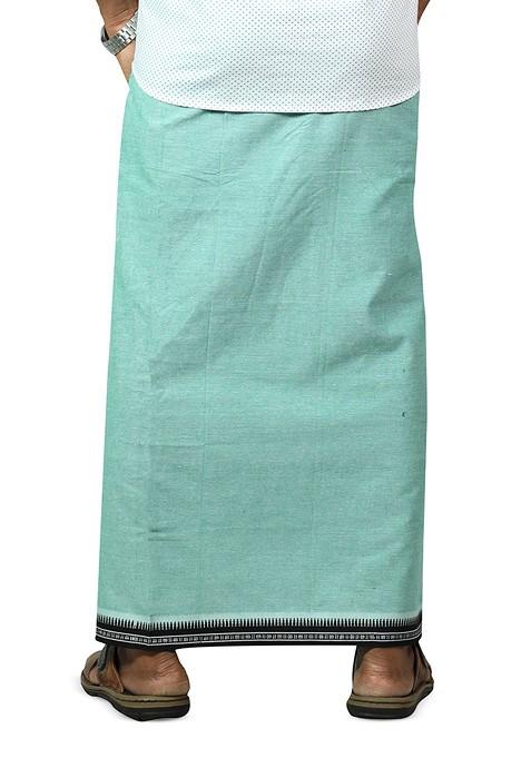 Green Cotton Selection Of 5 Cotton Thalapathi Border Dhotis For Men