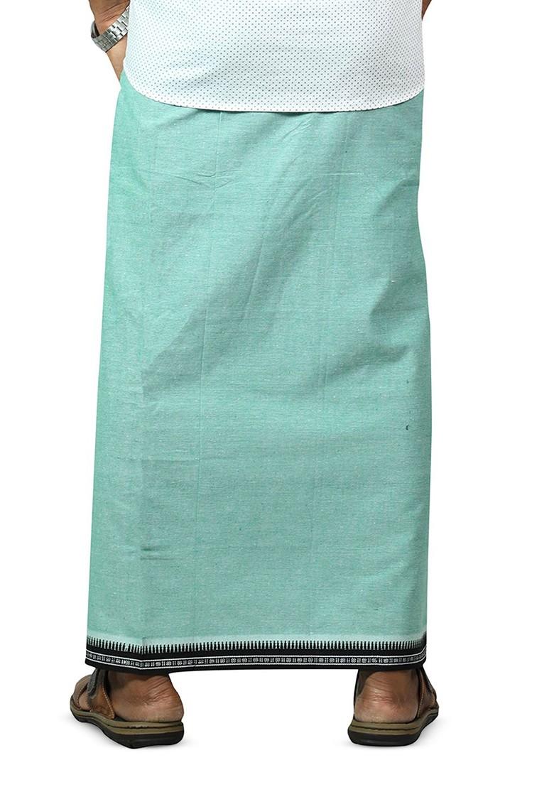 Green Cotton Selection Of 3 Kerala Style Thalapathi Pure Cotton Dhotis For Men
