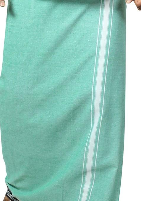 Green Cotton Selection Of 3 Kerala Style Thalapathi Pure Cotton Dhotis For Men